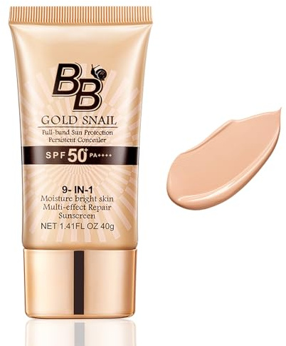 HOUSN BB Creme, CC Crème Teint Parfait avec Escargot Doré, Base de Maquillage, Anti-Imperfections & Protection Solaire, pour Tous Types de Peau (40g)
