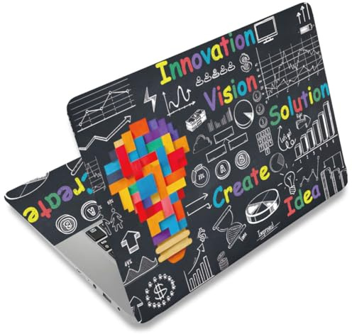 Superdant - Juego de 3 pegatinas para PC portátil decorativo idea de visión bombilla creativa impermeable 38 x 27 cm funda de PVC protección contra arañazos superficie de ordenador 12 13 14 15 16
