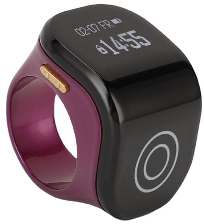 Sxhlseller Contatore Ad Anello Intelligente con Display LCD Trasparente, Contatore con Dito Touch Intelligente per Esercizi di Lavoro Nella Quotidiana, Dimensioni Regolabili, Batteria a (PURPLE)
