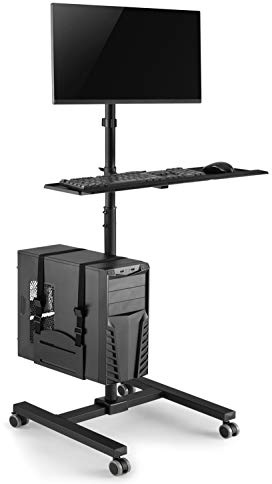 Maclean MC-793 Station d'ordinateur de Chariot Mobile de Support Professionnel sur des Roues pour moniteurs 17-32 a 20kg VESA 75x75, 100x100