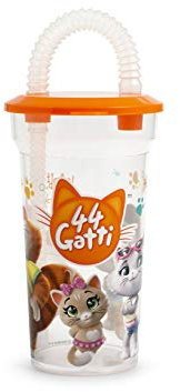 44 Gatti Bicchiere con Cannuccia, Plastica