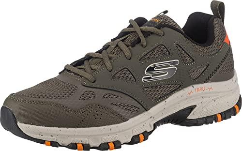 Skechers Men's Hillcrest Trekking Low Cut Shoes, Olive Leather/Mesh/Synthetic/Black Trim, 6.5 UK