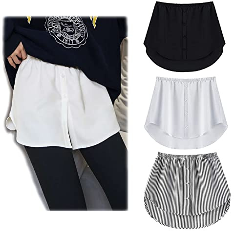 3 Pieces Shirt Extender for Women Adjustable Layering Fake Top Lower Sweep Shirt Half Length Skirt, Security of under skirts (A SET,L)
