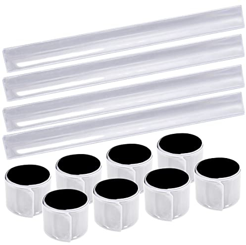 O-Kinee 12pcs Brassard reflechissant Bande reflechissante Enfant vélo sûr Jambe Pantalon Clip réfléchissant Haute visibilité Bras de Cheville Bracelet Fluo Band（Blanc 12pcs）