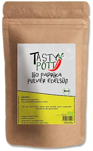 Tasty Pott Sachet de 250 g de poivron bio - Pour cuire et rôtir - Mariner et affiner - Assaisonnement de qualité supérieure - Saveur bio - Sac de conservation