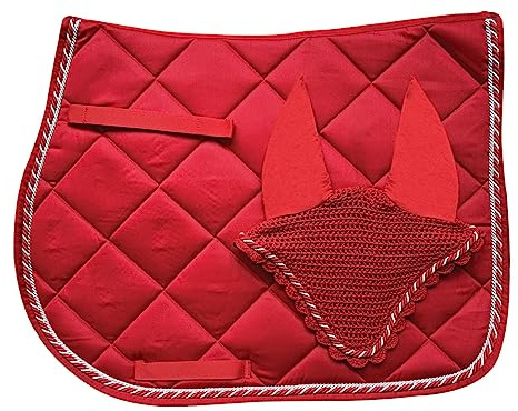 Horses Tapis de selle + Bonnet Regent Rouge Pony, Style et Confort pour Votre Cheval de Tosoni Selleria
