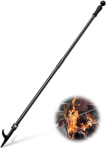 Fire Poker, 32 Inches Long Fire Pit Poker, Portable Heavy Duty Fireplace Poker with Heat Resistant Handle for Outdoor Fireplace, Fire Pit, Stove,Chimenea and Camping