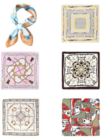 KGDUYC Pañuelos para la Cabeza para Mujer,Bufandas para Mujer,6 Piezas de pañuelos de Seda para Mujer, pañuelos de Seda, pañuelos para Mujer, pañuelos, pañuelos para el Cuello (50 * 50 CM)