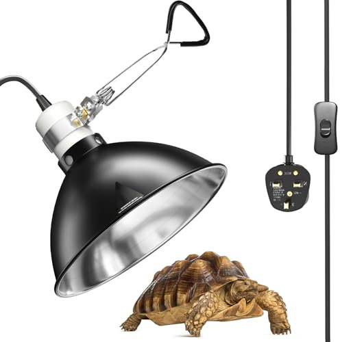 Bonlux Reptile Dome Heat Light with Clip - 200W Tortoise Heat Lamp, 8.5in Reptile Dome Light with E27 Bulb, 230V BS Plug, Suitable for Tortoise, Bearded Dragon