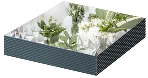 Mymonfif 12 Square Mirror Centerpieces, Set of 12 Mirrors for Centerpieces, 2mm Glass Mirror Plates, Mirror Tray, for Wedding Table, Party Decorations, Candle Plate Set, Craft, Christmas Decorations