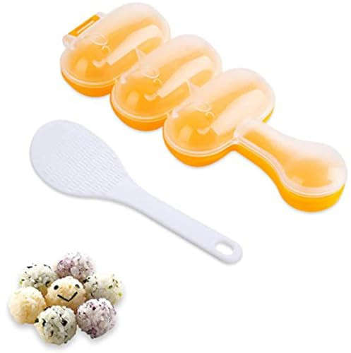 TRHDFW Rice Ball Mold with Mini Rice Scoop, DIY Sticky Rice Molds Large Ball Mold Kitchen Tool Rice Ball Maker Shake, Rice Roll Shaker Ball Maker for Kids