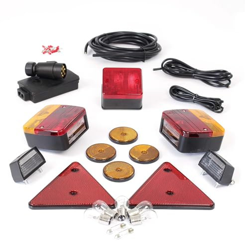 WilTec Juego de Luces para Remolque 7 Polos con luz Trasera, reflectores, luz de matrícula y más