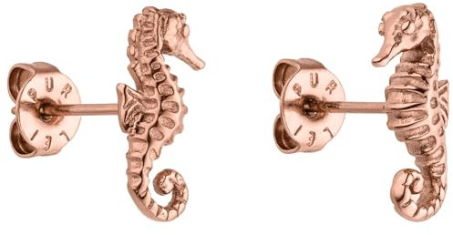 PURELEI® Seahorse Ohrringe (Gold, Silber, Rosegold), Wasserfeste Damenohrringe, Ohrstecker in Seepferdchenform aus Edelstahl, Geschenk für Frauen (Roségold)