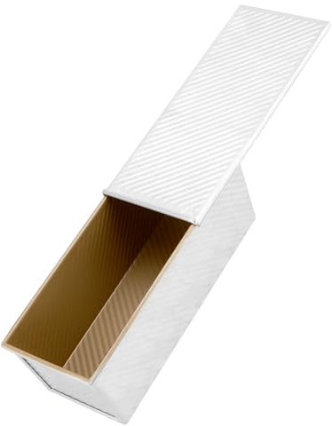 HEIHAK Pullman Loaf Tin with Lid, 1000g/2.2lb Rectangular Non-Stick Loaf Pan, Aluminum Alloy Bread Baking Pan for Oven Baking, Silver, 34x13.5x12cm