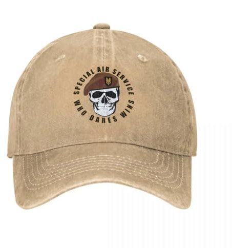 HEBUOUI Vintage SAS Schädel Special Air Service Baseballmützen Männer Distressed Denim Sun Cap Britische Armee Spezialeinheiten Scharfschützenkappen Hut Outdoor Freizeitgeschenk