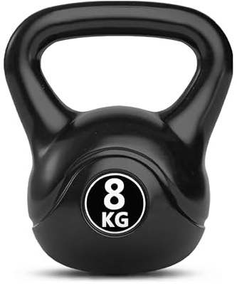 Bestfor Kettlebell Vinyl Coated, Black, Weight Lifting Strength Kettle Bell, for Training, Cardio, Fitness, Muscle Exercise Chart, Body Building, Home Gym Workout 8kg