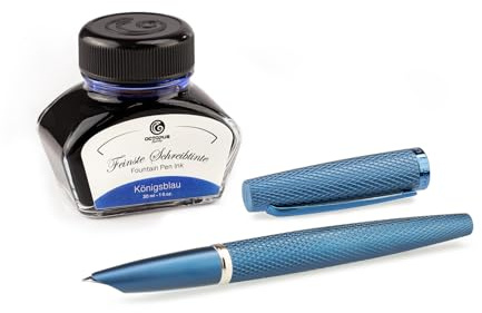 Diplomat Viper Füllfederhalter blau mit verdeckter Edelstahlfeder F/M und Füllhaltertinte Königsblau