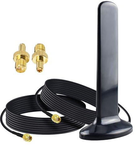 YILIANDUO 5G LTE Antenne 10dBi Omnidirektionale Signalverstärker Magnetfuß Antenne RP SMA TS9 Adapter mit Dual RG174 Koaxialkabel 2M für 3G/4G/5G/GSM/GPRS Router IoT-Gateway Smart Home