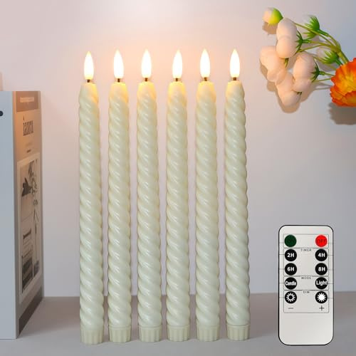 HOUSN Candele Led,6 Candele A Led Coniche Senza Fiamma,Con Telecomando E Timer,Candele Senza Fiamma,Luce Bianca Calda,A Batteria,Per Candelabri,Natale,Matrimoni,Halloween,Decorazioni