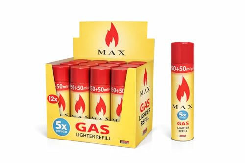 MAX Gas per Accendini 300 ml – Ricarica Universale Butano Alta Purezza – Per Accendini e Accendigas – Uso Casa e Outdoor (12bt)