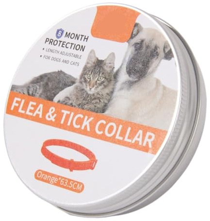 pureza Collar antipulgas for Perros, antimordeduras, Universal, Ajustable, 2 uds.(Orange,L)