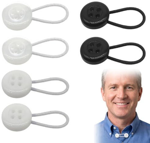 QEXUJOW Botones,Un paquete de 6 extensores de cuello para camisas blancas que pueden ensanchar el cuello hasta aproximadamente 2,25 cm, son compatibles con botones de 12 mm y resultan cómodos
