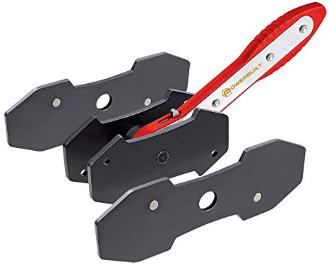 Powerbuilt Ratcheting Caliper Piston Tool Set, Brake Caliper Press, Size Range:1-1/2” to 2-5/8”, Includes 2 Sets of Push Plates: 2-3/8 x 4-5/8 and 2-3/8 x 7-647796