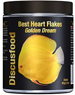 Discusfood Alimento en Escamas para Peces Disco (Especial Amarillos) | Best Heart Flakes Golden Dream