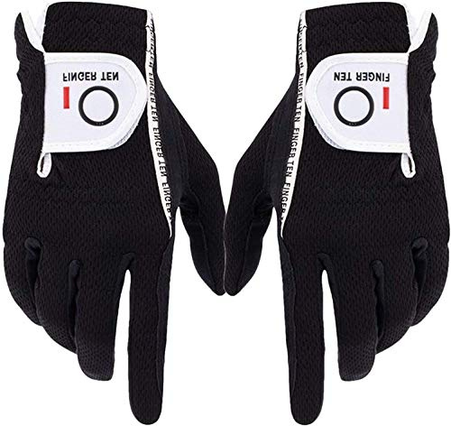 FINGER TEN Gants De Golf Hommes Homme pour PoignEe Paire De Valeur，Gant De Golf Homme Chaud Tous Les Temps Durable en Forme Taille Petit Moyen Grand S M L ML XL (Noir, M-1 Paire)