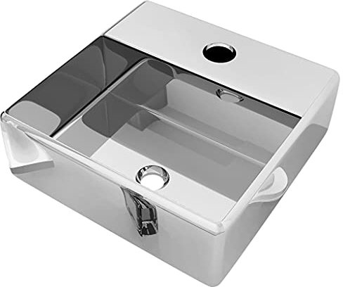 vidaXL Lavabo avec Trou pour Robinet Lave-Mains Vasque à Poser Vasque à Monter Salle de Bain Intérieur Salle d'Eau Cabine de Toilette Maison 38x30x11,5 cm Céramique