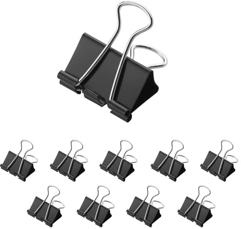 Westcott Binder Clips Metal 32 mm Black Pack of 12 | Stainless steel binder clips | For documents, files & packaging | Reusable | E-10703 00