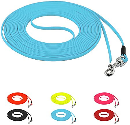 LENNIE Ultraleichte BioThane Schleppleine für Hunde/Katzen bis 3 kg, 5 mm LACE, 5m lang, ohne Handschlaufe, Cyan/Türkis, genäht