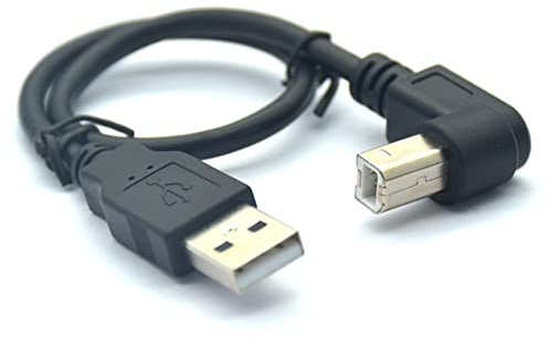 Herfair Cavo adattatore da USB a stampante, da USB 2.0 A maschio a B, 90°, 480 Mbps, ad alta velocità, adattatore cablo/wireless, cavo di prolunga (verso l'alto) da 1,5 m