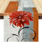 Tischläufer Modern Luxuriös Blume Orange Grau Leinen Tischläufer Weihnachten Abstrakte Kunst Malerei Waschbare Tischdecke für Tischwäsche Esstisch Party Hochzeit Bauernhaus 40 x 140 cm