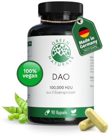 DAO enzima istamina - Alto dosaggio: 100.000 HDU - 100 mg di polvere di germogli di pisello per capsula - 90 capsule - Green Naturals®
