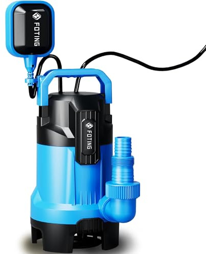 FOTING Schmutzwassertauchpumpe 550 W, 16.000 l/h, Förderhöhe bis 8 m, Eintauchtiefe bis 7 m, mit Schwimmerschalter, für Pool, Keller und Entwässerung