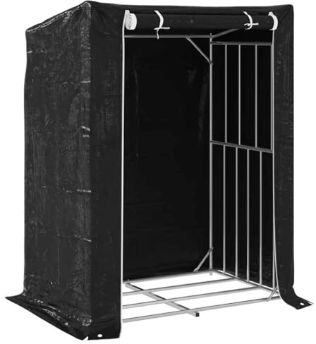 vidaXL Vedställ med regnskydd 150x100x200 cm galvaniserat stål, vedhållare, vedförvaring utomhus, vedförvaring, vedhållare för eldstad