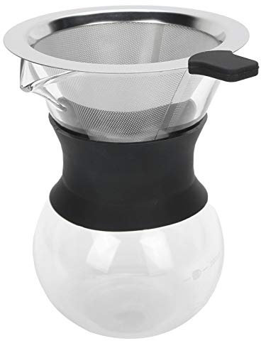 Jwthee Macchina per il caffè, caraffa per caffè in vetro, macchina per caffè americano con gocciolatore per caffè, con filtro antigoccia riutilizzabile in acciaio inossidabile per la casa (200 ml)