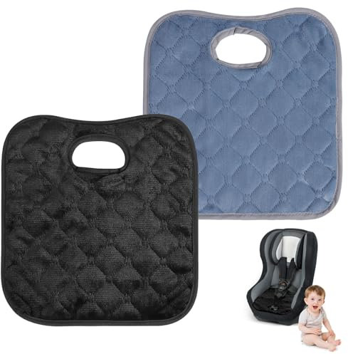 Mayoii 2 protectores impermeables de asiento de coche para asientos infantiles, protector de asiento de coche, ajuste universal, suave y absorbente (multicolor, azul grisáceo y negro, talla única)