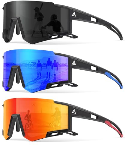 CIFOYA 3 Pack Kids Polarized Sunglasses Youth Baseball Sunglasses for Boys Girls Age 6-14 Sports UV400 Protection SunGlasses