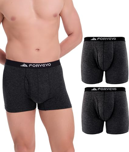 FORVEVO 2 Confezione di Slip da Uomo in Lana Merino, Boxer Traspiranti in Lana per Uomo, Comodo Intimo Morbido con Traspirazione e Assorbimento Umidità, Grigio scuro, L