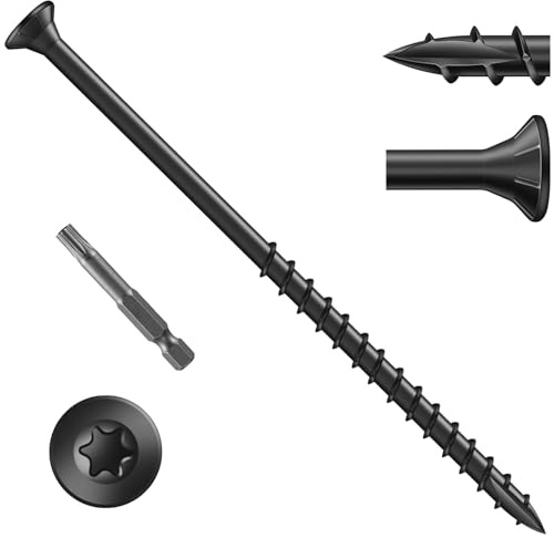 Zynthor 80Pcs 4.8 x 100mm Decking Screws, Black Wood Screws, Heavy-Duty Outdoor Torx Drive Head Deck Screw, Rust Resistant Coated for Timber, Fence, T25 Torx Bit