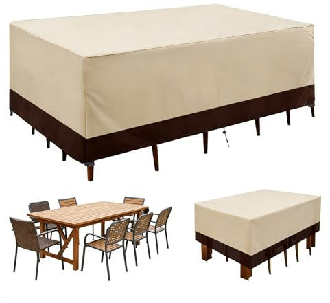 Funda Mesa Exterior Impermeable Funda para Muebles de Jardín Exterior Anti Viento, Anti UV Tela Oxford 420D Cubierta Muebles Terraza Conjuntos de Mesa, Sofá-Beige brown||80x80x80cm(LxWxH)