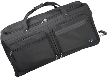 Aerostar 32 Large Lightweight Duffle 2 Wheel Travel Bag Holdall Suitcase Check-in Luggage Ironpath (122L, Black)