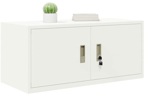 vidaXL Armoire de Rangement Blanc 90 x 40 x 40 cm Acier, Armoire de Bureau Moderne, en Acier rectangulaire, fermant à clé, Espace généreux, Meuble Industriel, Solution Robuste