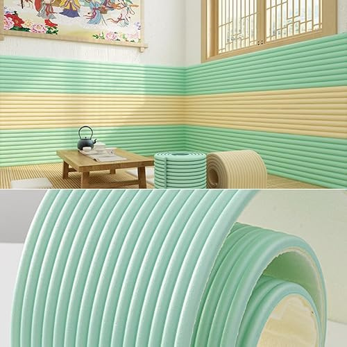 Generico Cuscino da Parete Autoadesivo per Letto,200cm,Spesso Anticollisione, Protezione da Caldo E Freddo,Pannelli da Parete Imbottiti, Protezioni Angolari per Camera da Letto,Verde,W50cm x L200cm