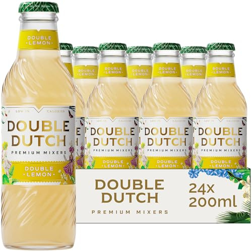 Double Dutch Double Lemon | Low Calorie Soft Drink | 100% Natural Ingredients | Gluten Free, Vegan Friendly Premium Mixer | 24 x 200ml Bottles