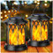 KOOPER Solar Lights Outdoor Garden, 2 Pack Hanging Solar Lanterns with Realistic Flickering Flame LED, Waterproof Flame Effect Garden Ornaments for Pathway Patio Decoration