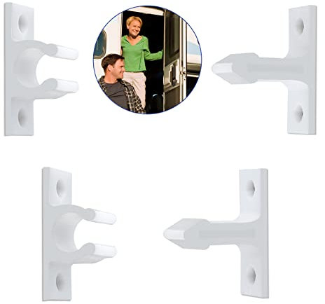 AIEX 2 Pairs Motorhome Door Latch, Plastic Door Retainer Kit T Shape Door Stop Retaining Rv Door Lock Door Retainer Holder Catch for Rv Campervans Caravans Motorhomes Shutters Doors Cabinets (White)
