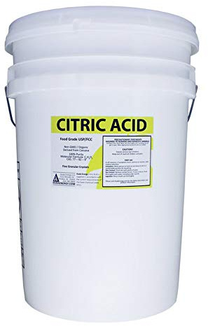 Duda Energy ca50 50 lb. Pail of Non-GMO Organic Citric Acid, Food Grade FCC/USP, Anhydrous, Pure Fine Granular